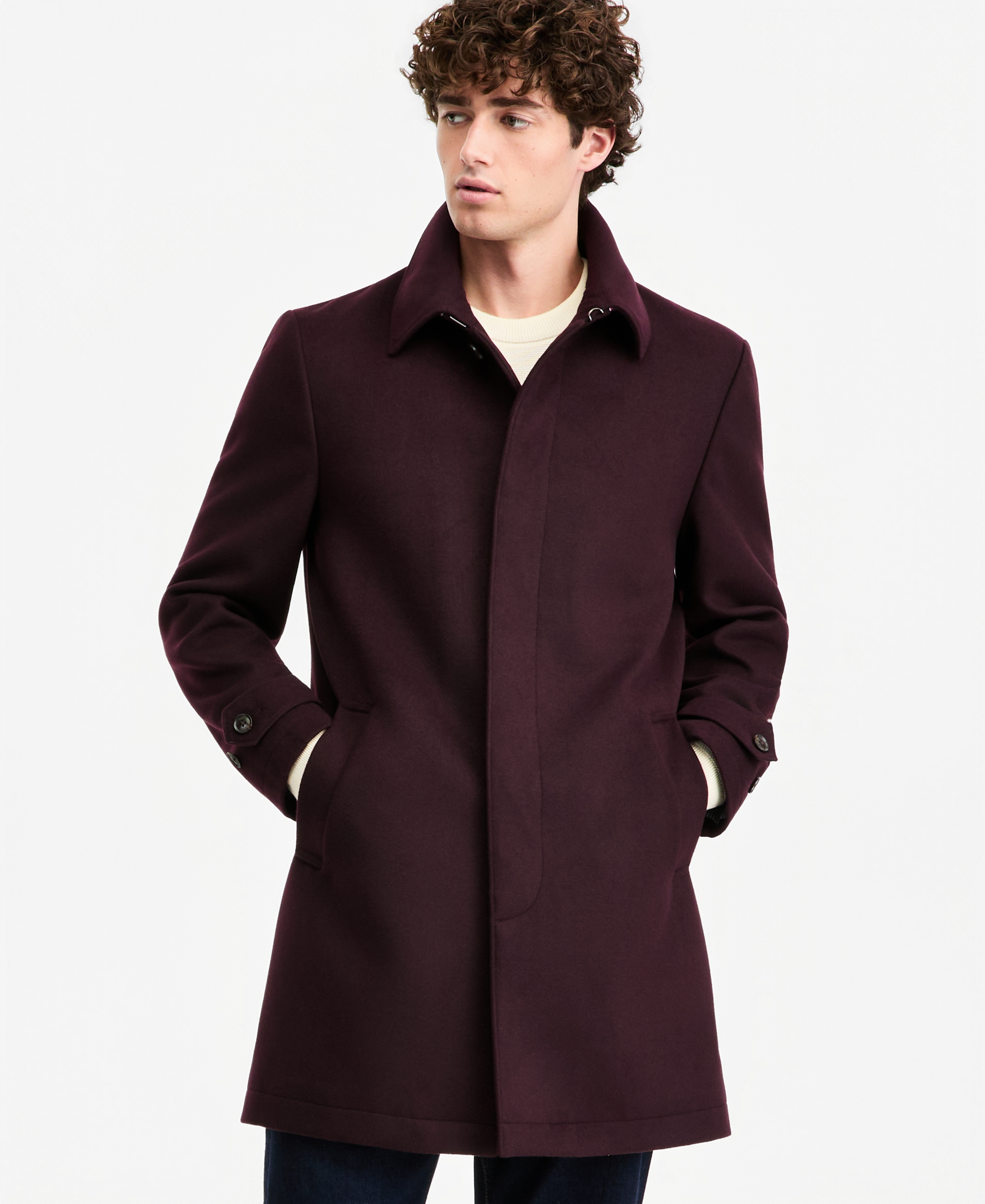Tommy Hilfiger Men Modern Fit Car Coat - Burgundy
