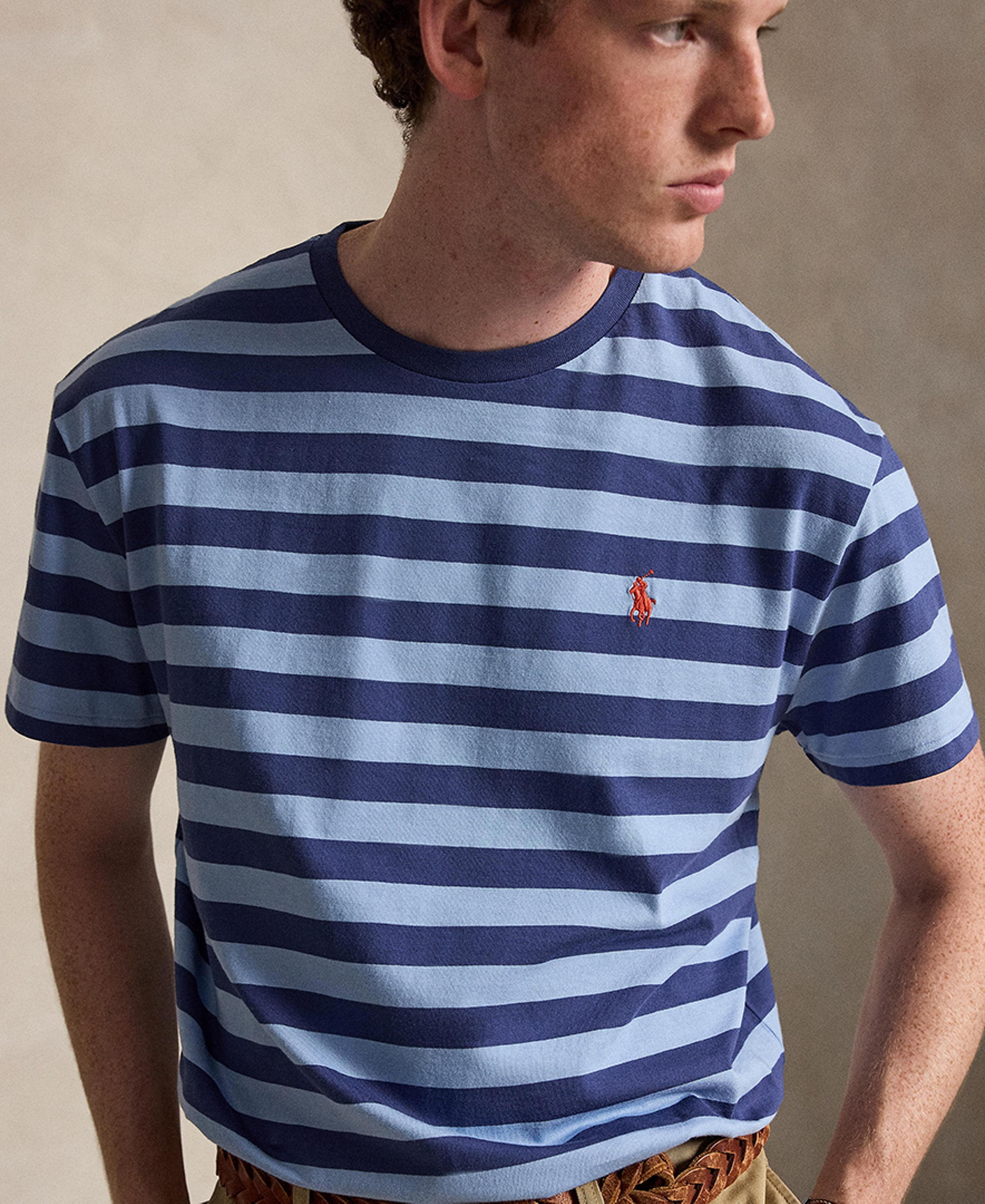Polo Ralph Lauren Men's Classic-Fit Stripe T-Shirt - Chambray Blue/Light Navy