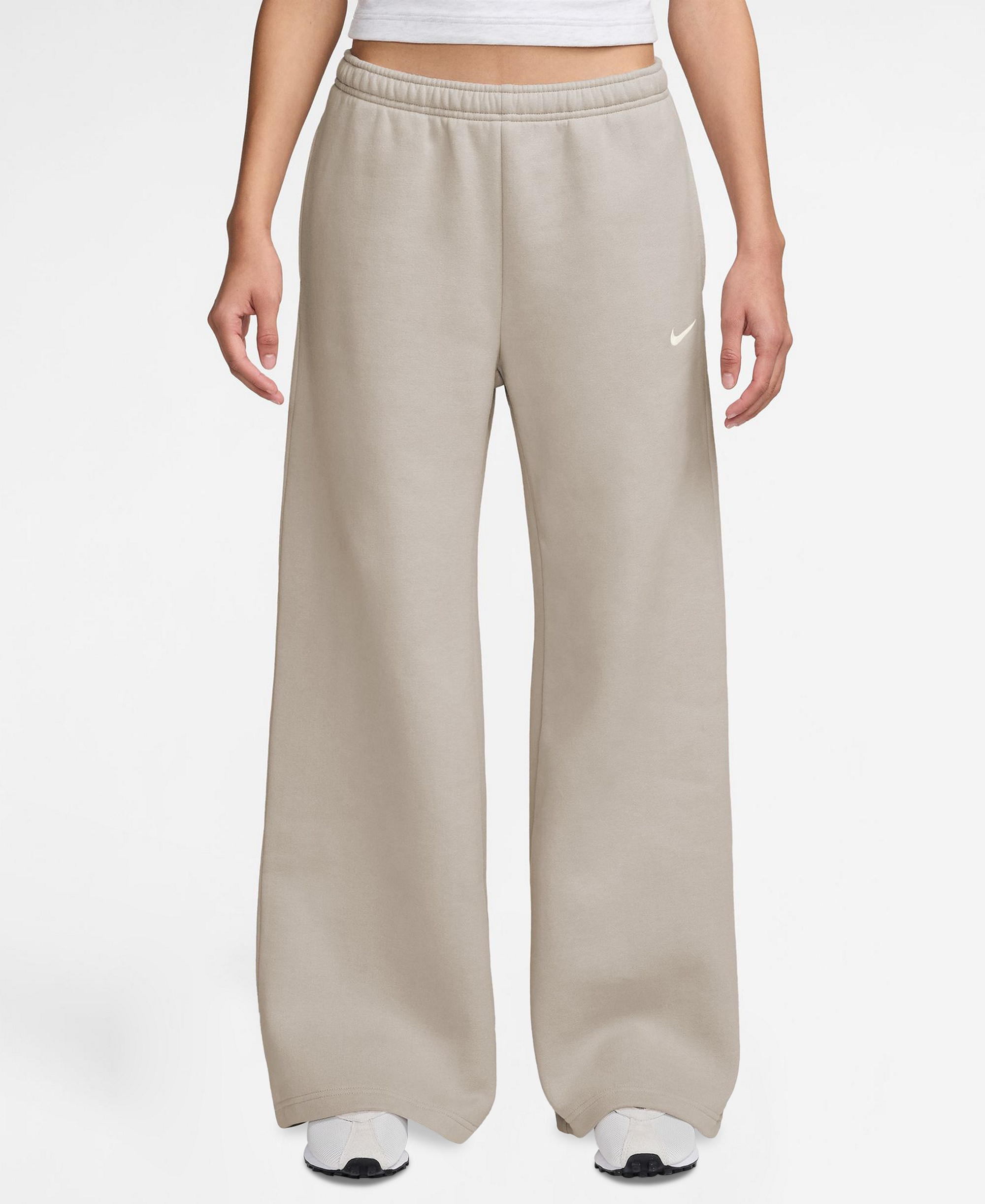 Nike Women's Studio Fleece Medium Weight Mid-Rise Wide-Leg Pants - Cream II/Sail