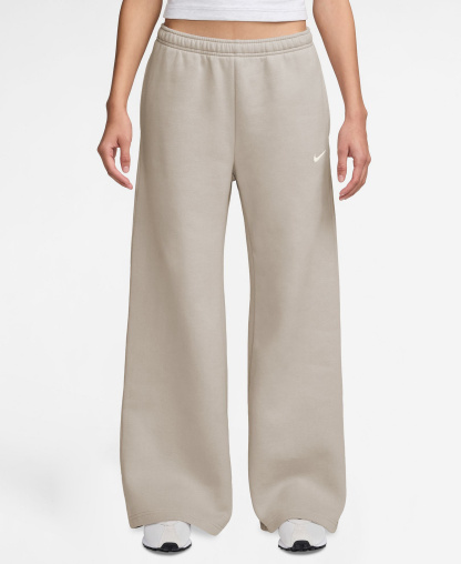 Nike Women's Studio Fleece Medium Weight Mid-Rise Wide-Leg Pants - Cream II/Sail