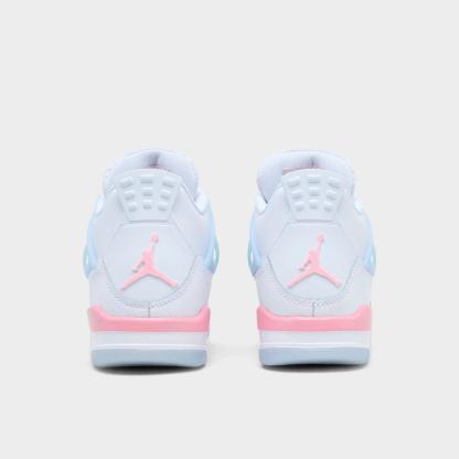 Girls' Big Kids' Air Jordan Retro 4 Basketball Shoes - White/Medium Soft Pink/Half Blue/Vapor Green - view 4