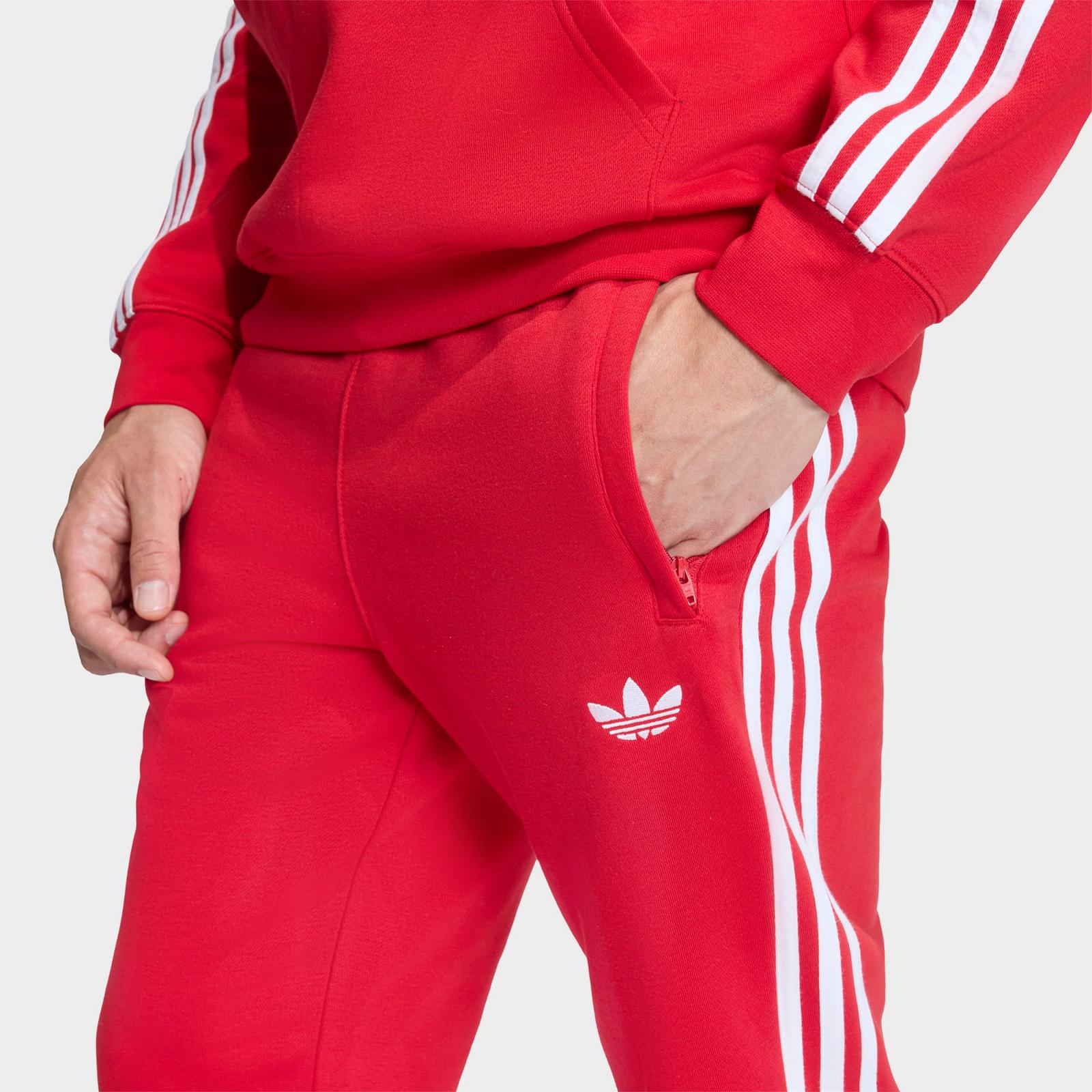 Men's adidas Originals adicolor 3-Stripes Fleece Jogger Pants - Better Scarlet - view 4