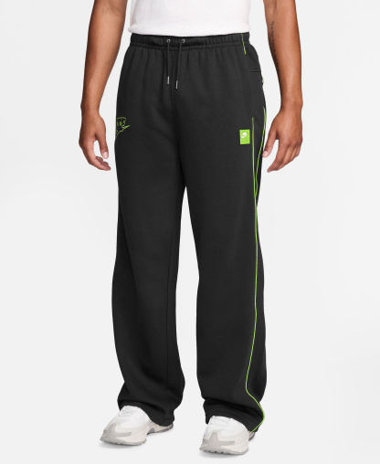 Nike Men's Air Open Hem Fleece Pants - Black/Volt