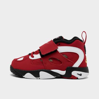 Kids' Toddler Nithtke Diamond Turf 2 Casual Shoes - Fire Red/White/Black/Metallic Gold - Left shoe facing left. Outside of the shoe.