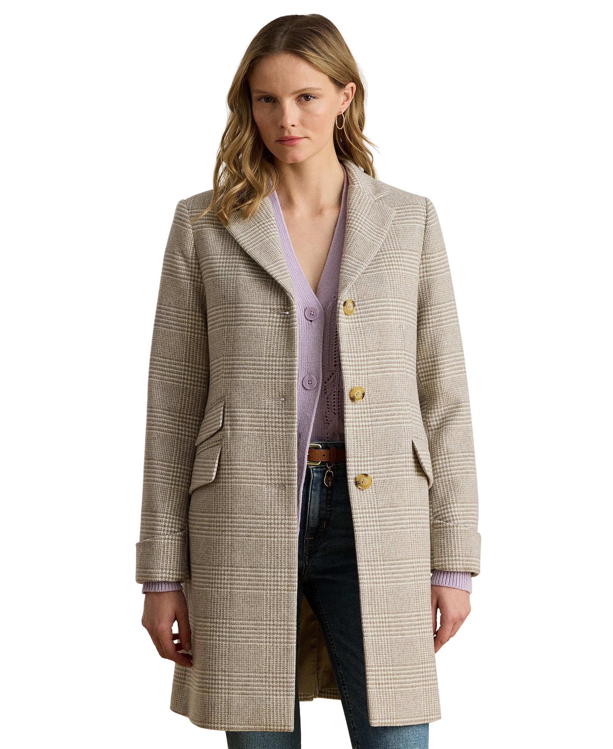 Lauren Ralph Lauren Women's Single-Breasted Walker Coat, Created for Macy's - Camel/Cream
