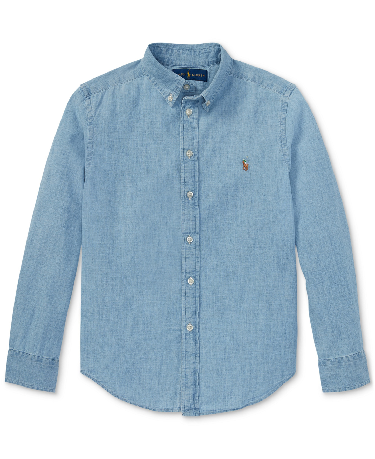 Polo Ralph Lauren Big Boys Cotton Chambray Sport Shirt - Light Blue