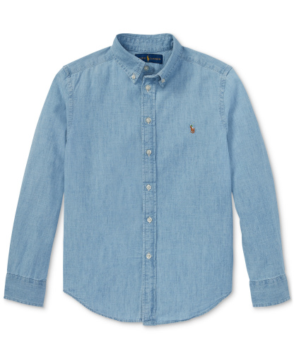 Polo Ralph Lauren Big Boys Cotton Chambray Sport Shirt - Light Blue