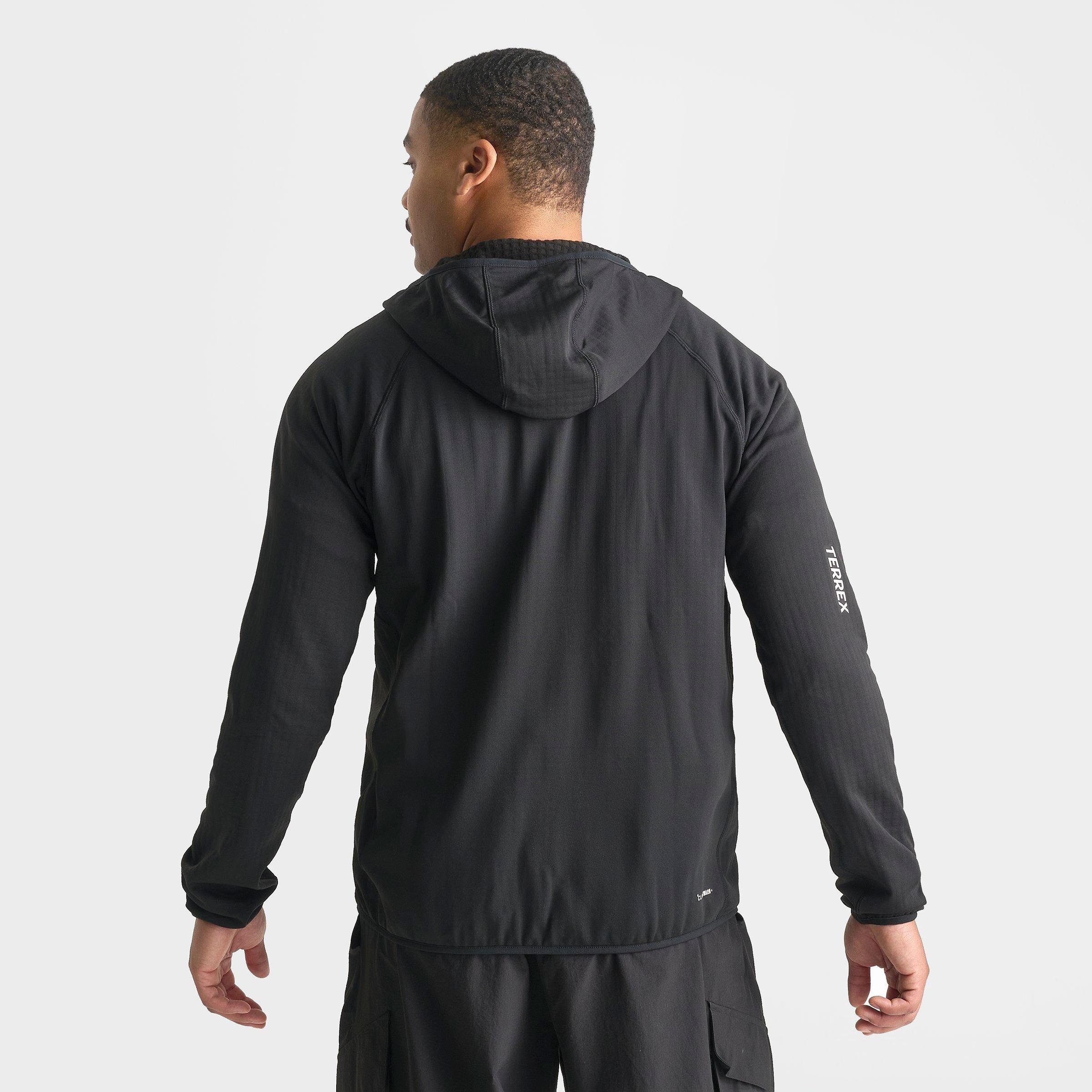 Men's adidas TERREX Xperior Climawarm+ Ventknit Fleece Full-Zip Hooded Jacket - Black