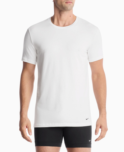 Nike Men's Dri-FIT Essential Cotton Stretch Crewneck Undershirts, 2-Pack - White