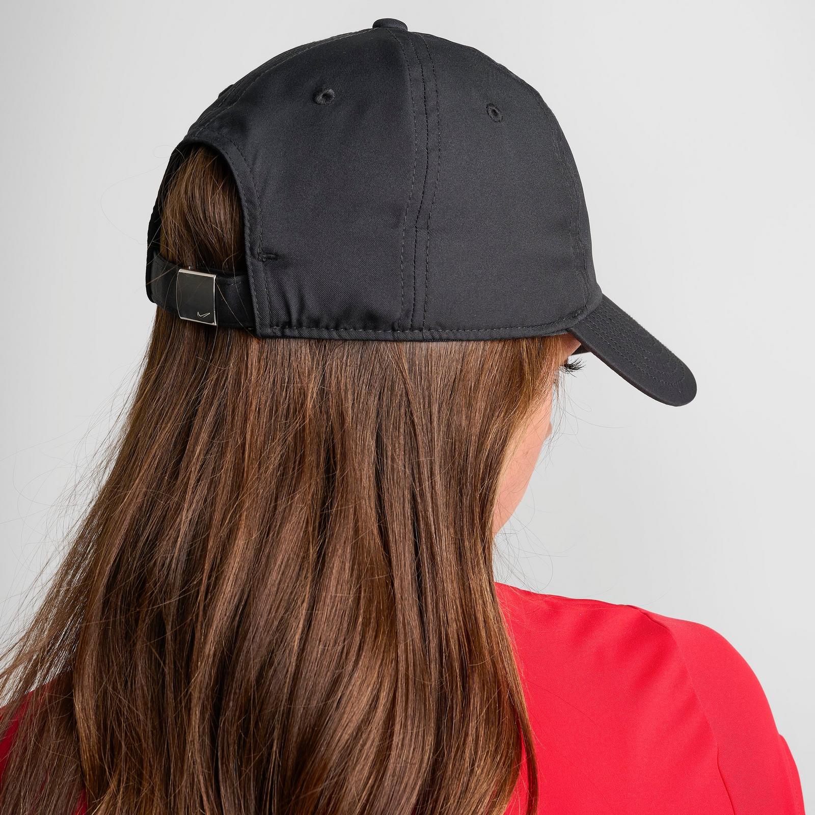 Nike Dri-FIT Club Unstructured Metal Swoosh Strapback Hat - Black/Silver