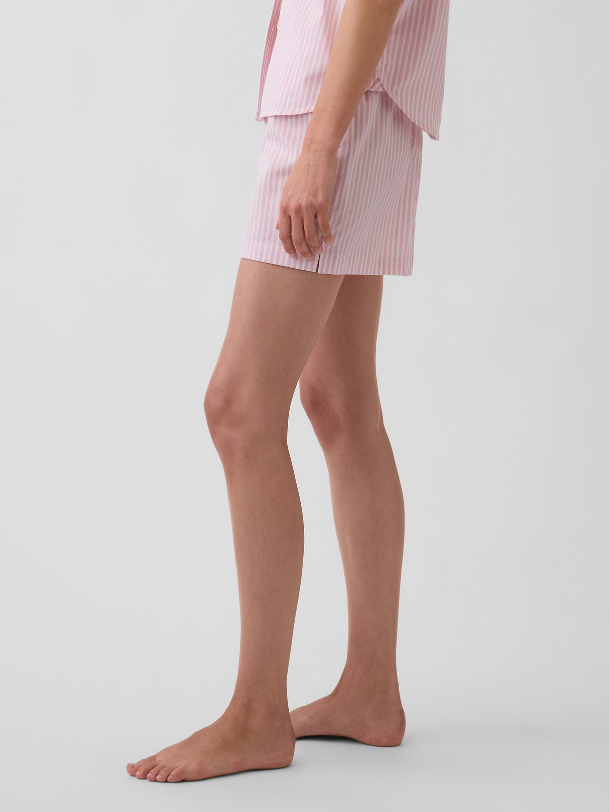 Poplin PJ Boxer Shorts - Pink & white stripe
