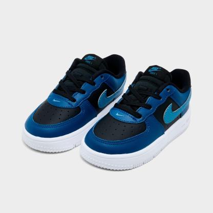 Infant and Kids' Toddler Nithtke Force 1 Low Casual Shoes - Part 1 - Black/Court Blue/White/Dutch Blue - Both shoes facing left