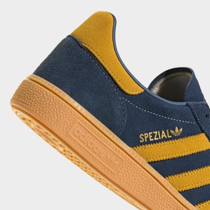 Men's adidas Originals Handball Spezial Casual Shoes - Part 1 - Night Indigo/Bold Gold/Gum - Detail shot