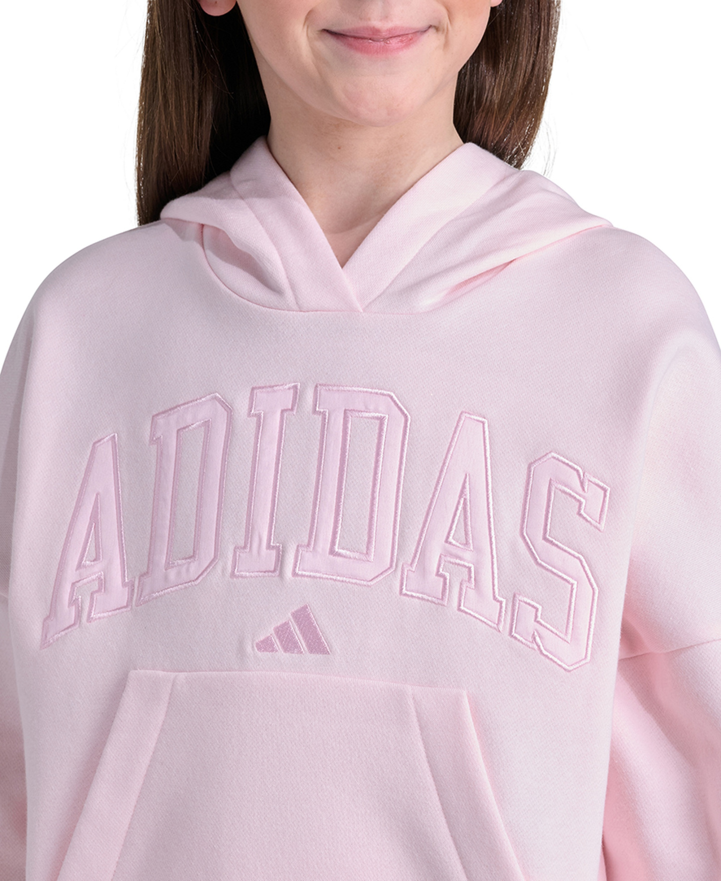 adidas Girls' 8-16 Long-Sleeve Hooded Sweatshirt - Light Pink