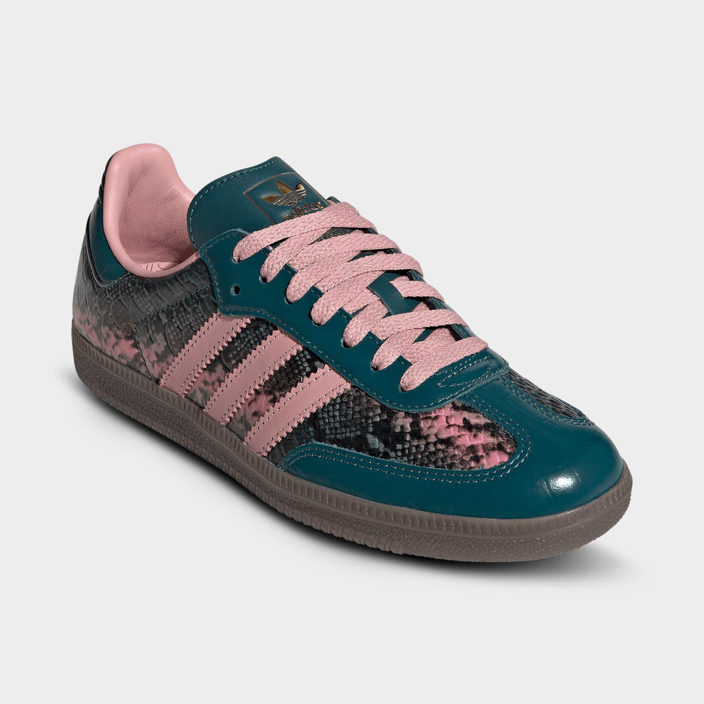 Women's adidas Originals Samba OG Casual Shoes - Part 1 - Rich Green/Wonder Mauve/Gold Metallic - Both shoes facing left