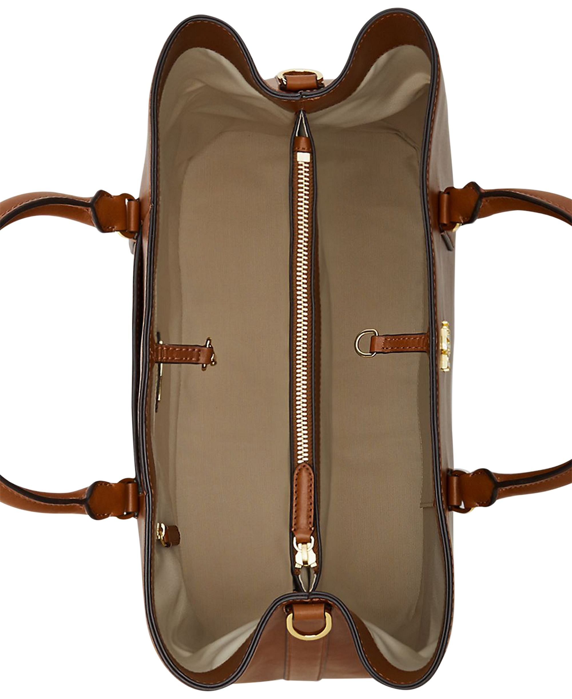 Lauren Ralph Lauren Full-Grain Leather Large Marcy Satchel Bag - Lauren Tan