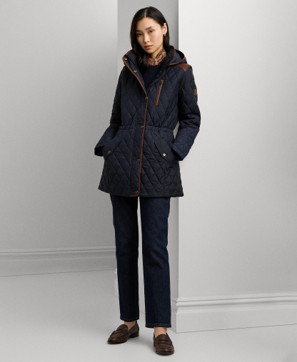 Lauren Ralph Lauren Women's Hooded Anorak Quilted Coat, Created for Macy's - Dark Navy