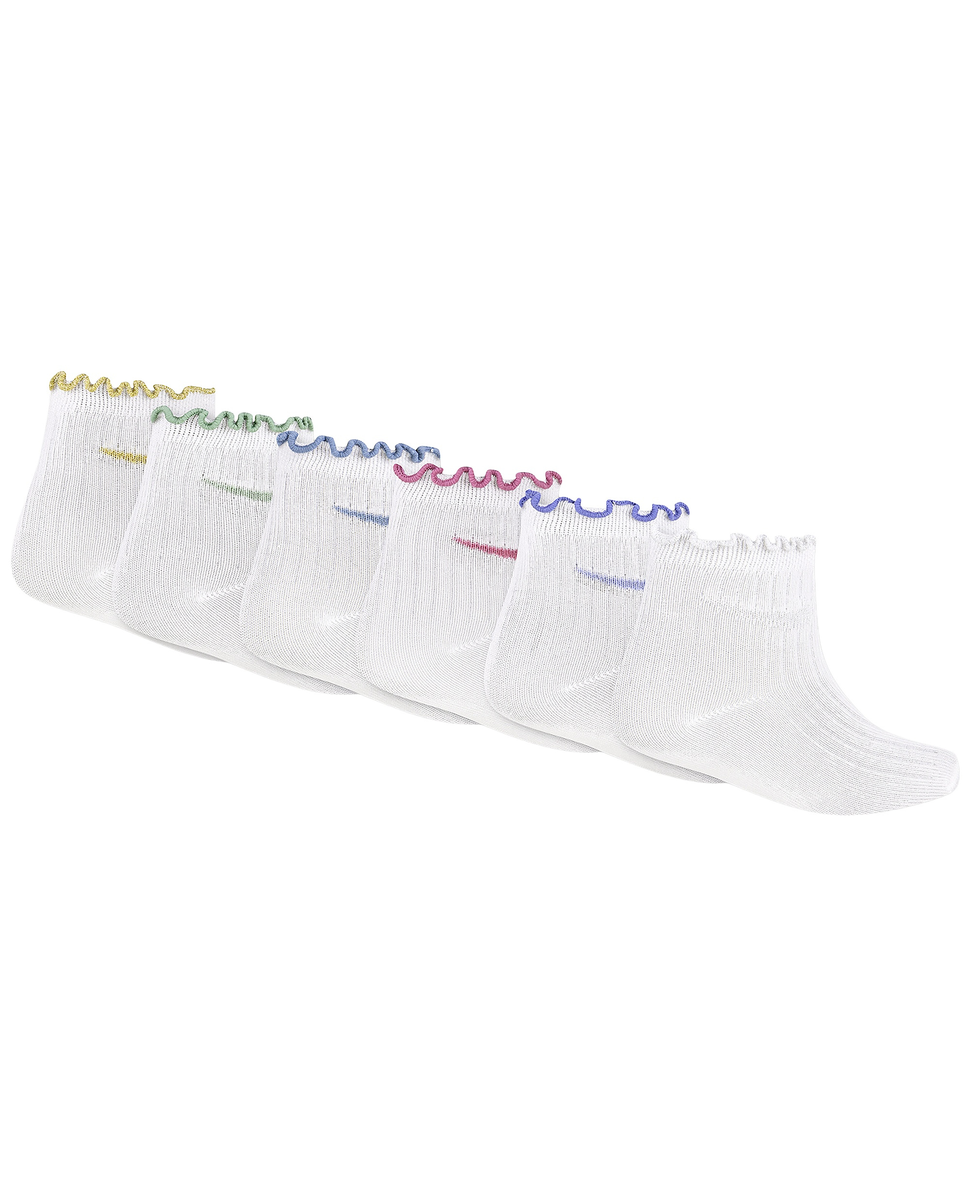 Nike Girls' 4-7 Lettuce Ankle Socks, 6-Pack - Metalic Gold