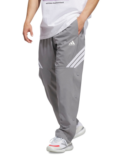 adidas Men's Three-Stripe Woven Snap Pants - Gray