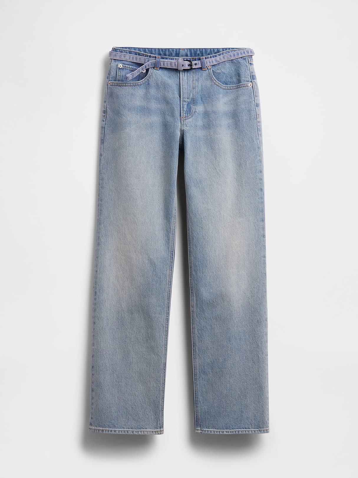 Mid Rise Relaxed Straight Jeans - Light wash indigo