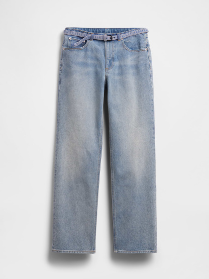Mid Rise Relaxed Straight Jeans - Light wash indigo