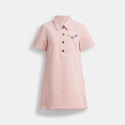 Coach | Brain Dead Short Sleeve Denim Mini Dress - Pink