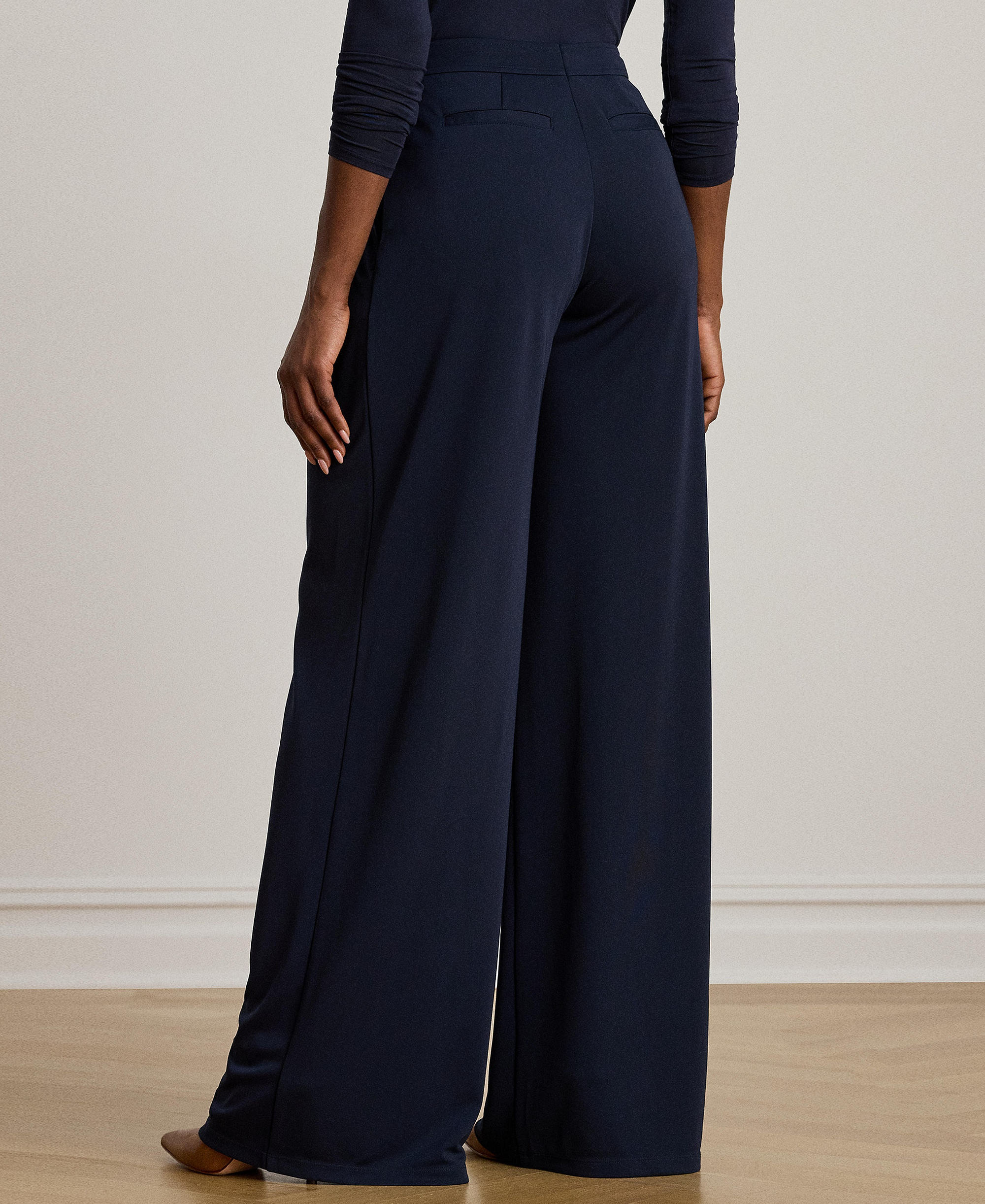 Lauren Ralph Lauren Women's Pleated Stretch Jersey Wide-Leg Pants - Lauren Navy