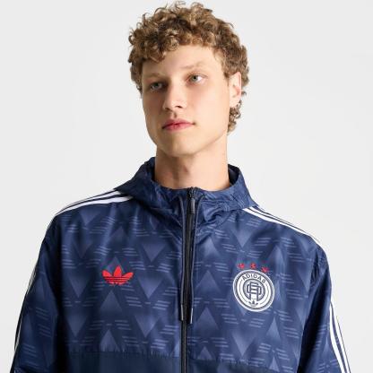 Men's adidas Originals Jacquard Print Soccer Lifestyle Windbreaker Jacket - Collegiate Navy - view 5