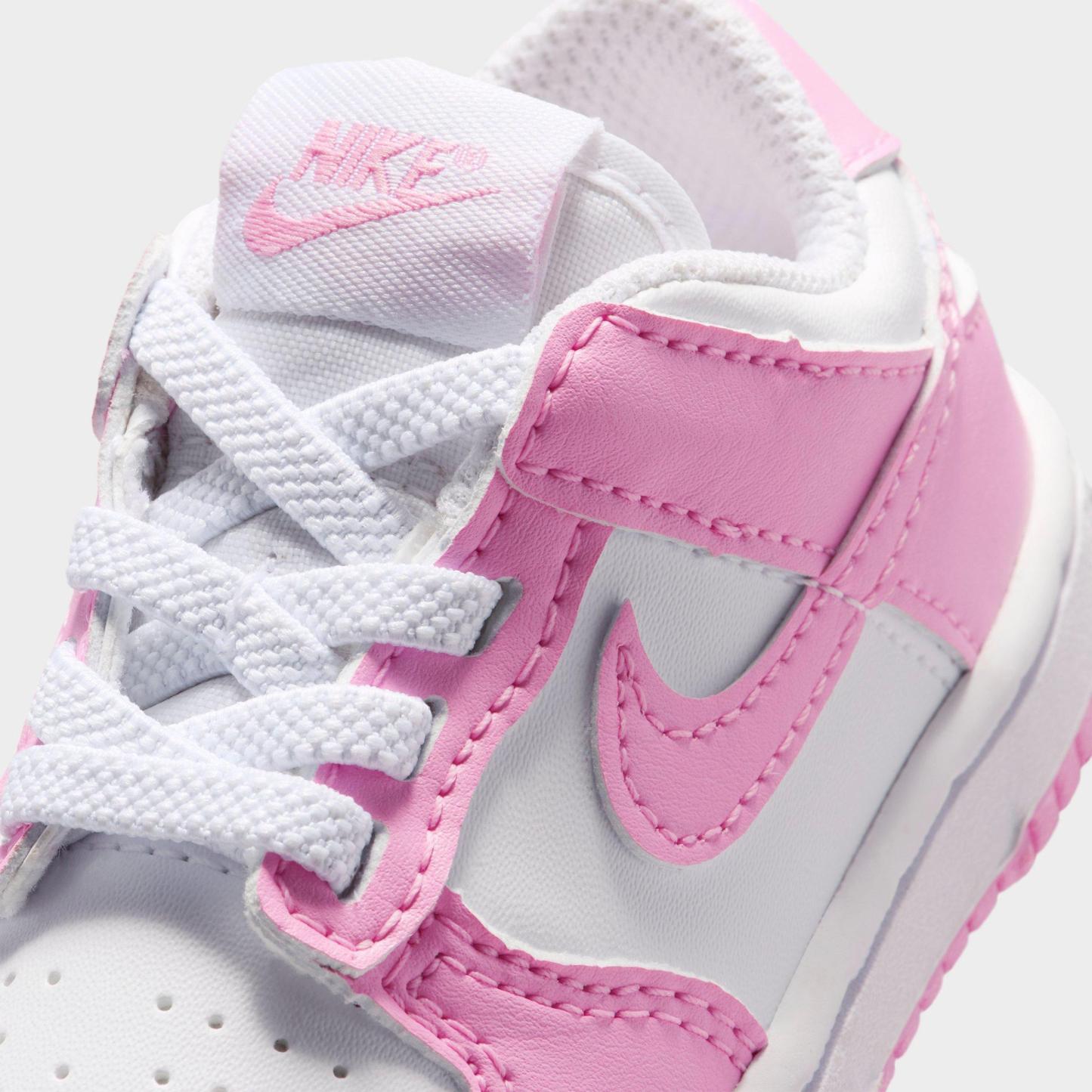 Kids' Toddler Nithtke Dunk Low Casual Shoes - White/White/White/Pink Rise - Detail shot
