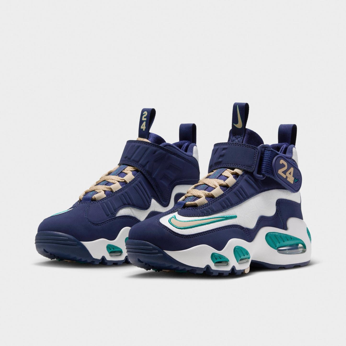 Big Kids' Nithtke Air Griffey Max 1 Casual Shoes - Midnight Navy/Team Gold/Fresh Water - Both shoes facing left