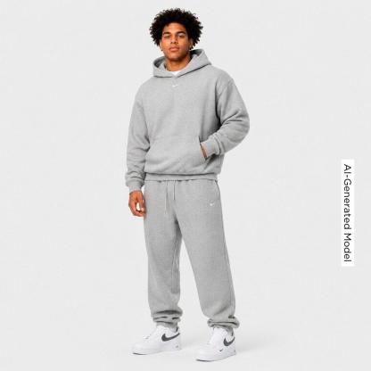 Men's Nithtke Solo Swoosh Pullover Hoodie - Dark Grey Heather/Sail