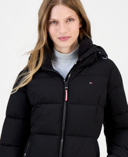 Tommy Hilfiger Women's Short Hooded Puffer Jacket, Created for Macy's - Black