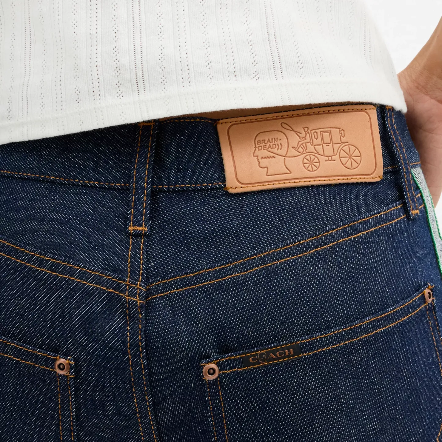 Coach | Brain Dead Denim Skater Shorts In Recycled Cotton - Dark Blue - view 4