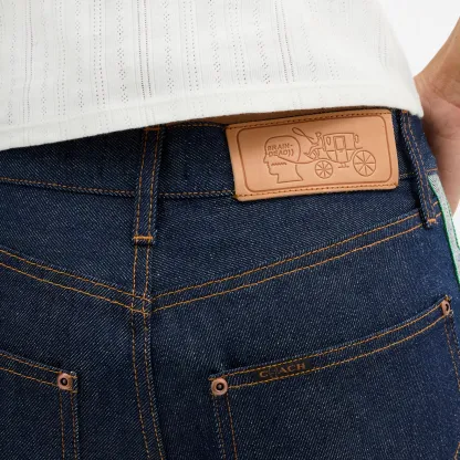 Coach | Brain Dead Denim Skater Shorts In Recycled Cotton - Dark Blue - view 4