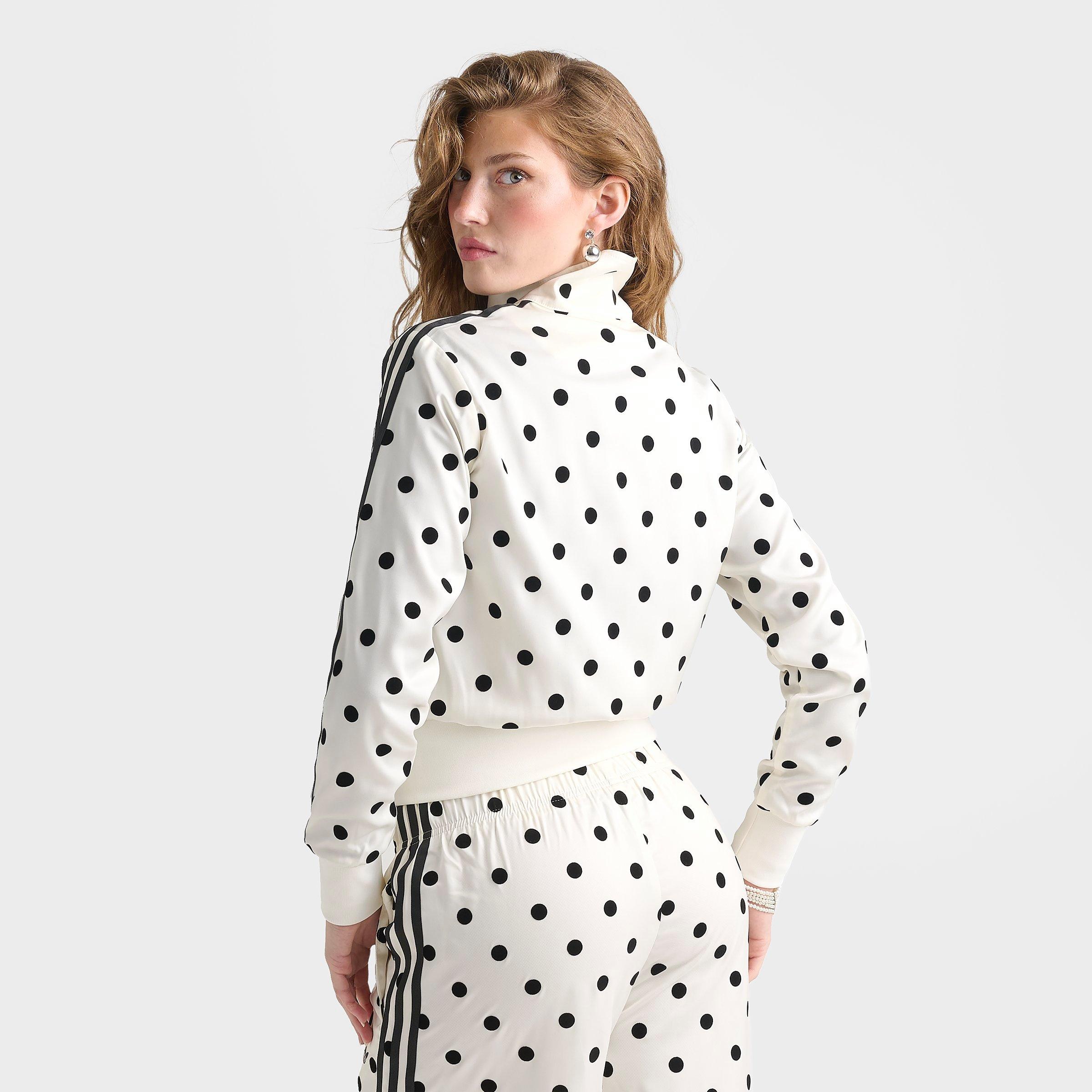 Women's adidas Originals Firebird Polka Dot Satin Track Jacket - Off White