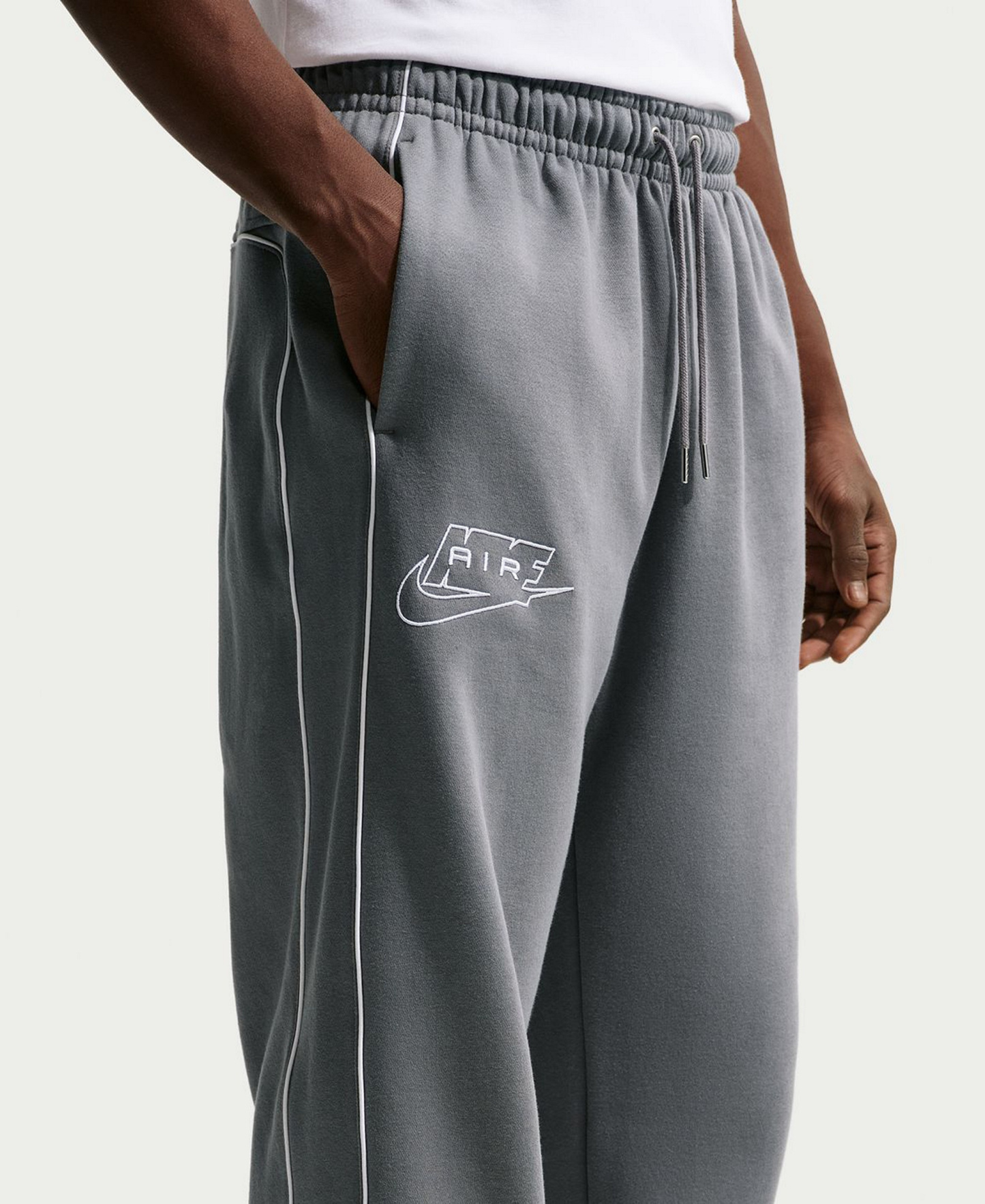 Nike Men's Air Open Hem Fleece Pants - Smoke Gray/White