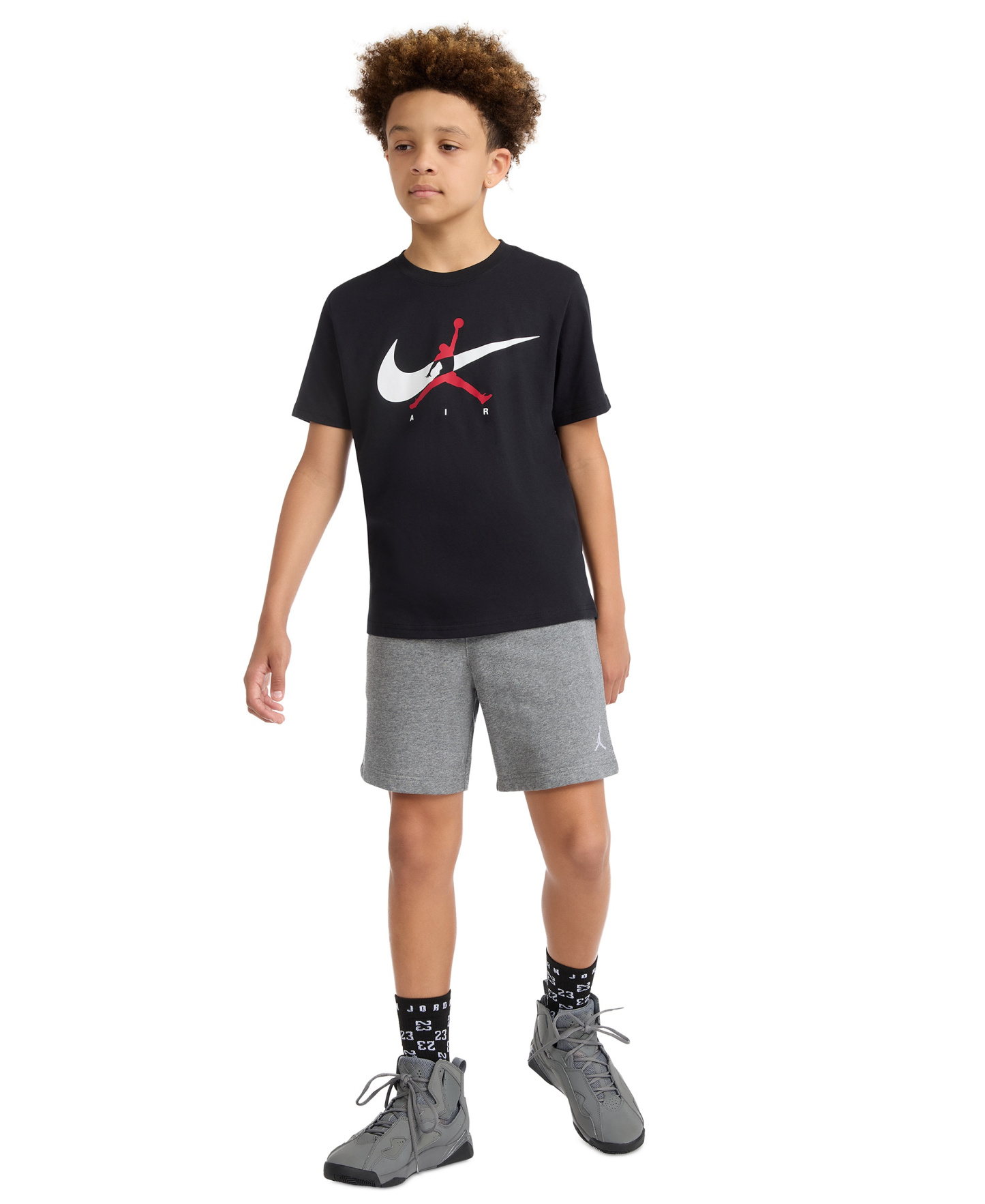 Jordan Boys' 8-20 Jumpman Swoosh Logo Crewneck T-Shirt - Black