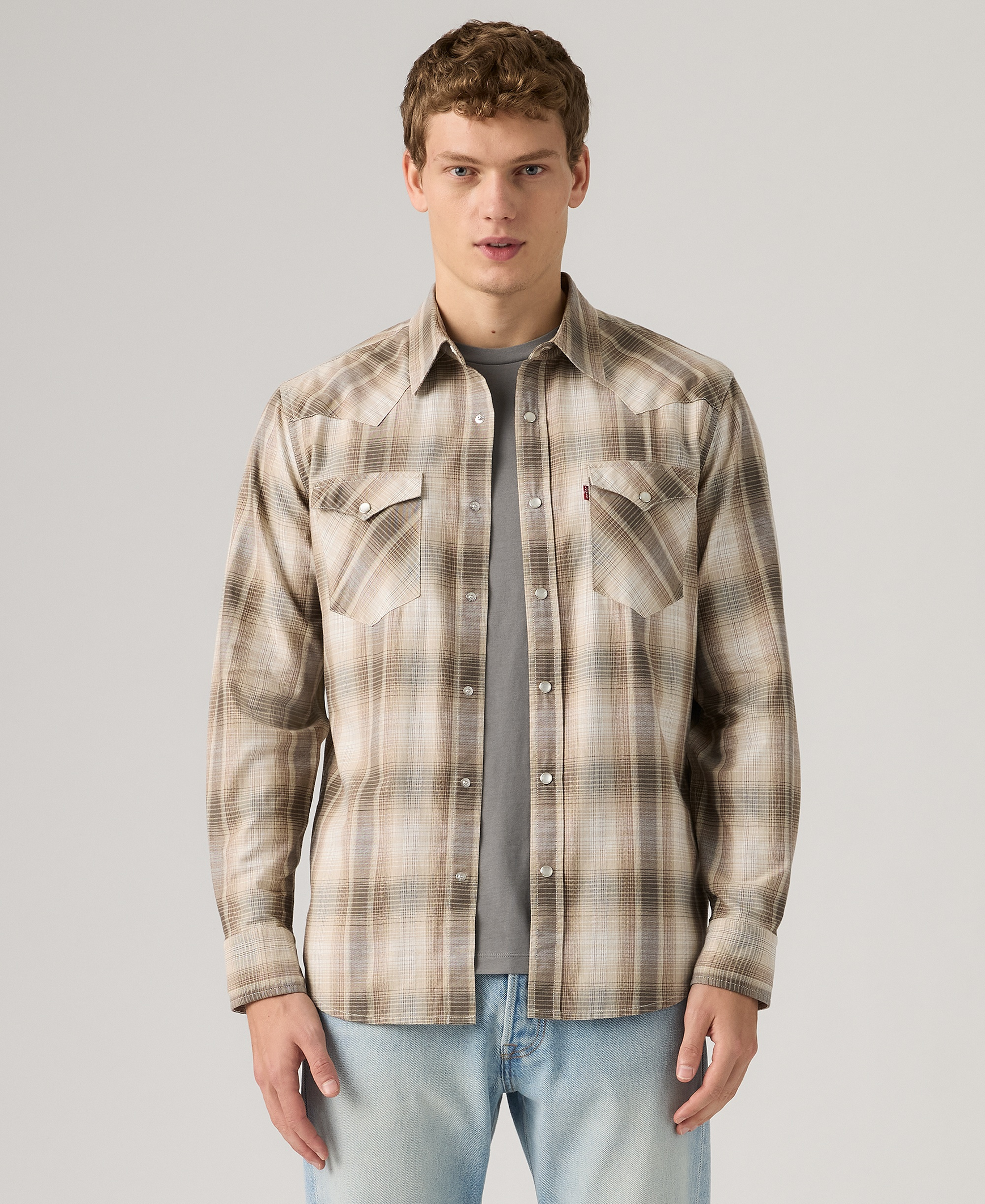 Levi's Men's Classic-Fit Western Shirt - Beige plaid