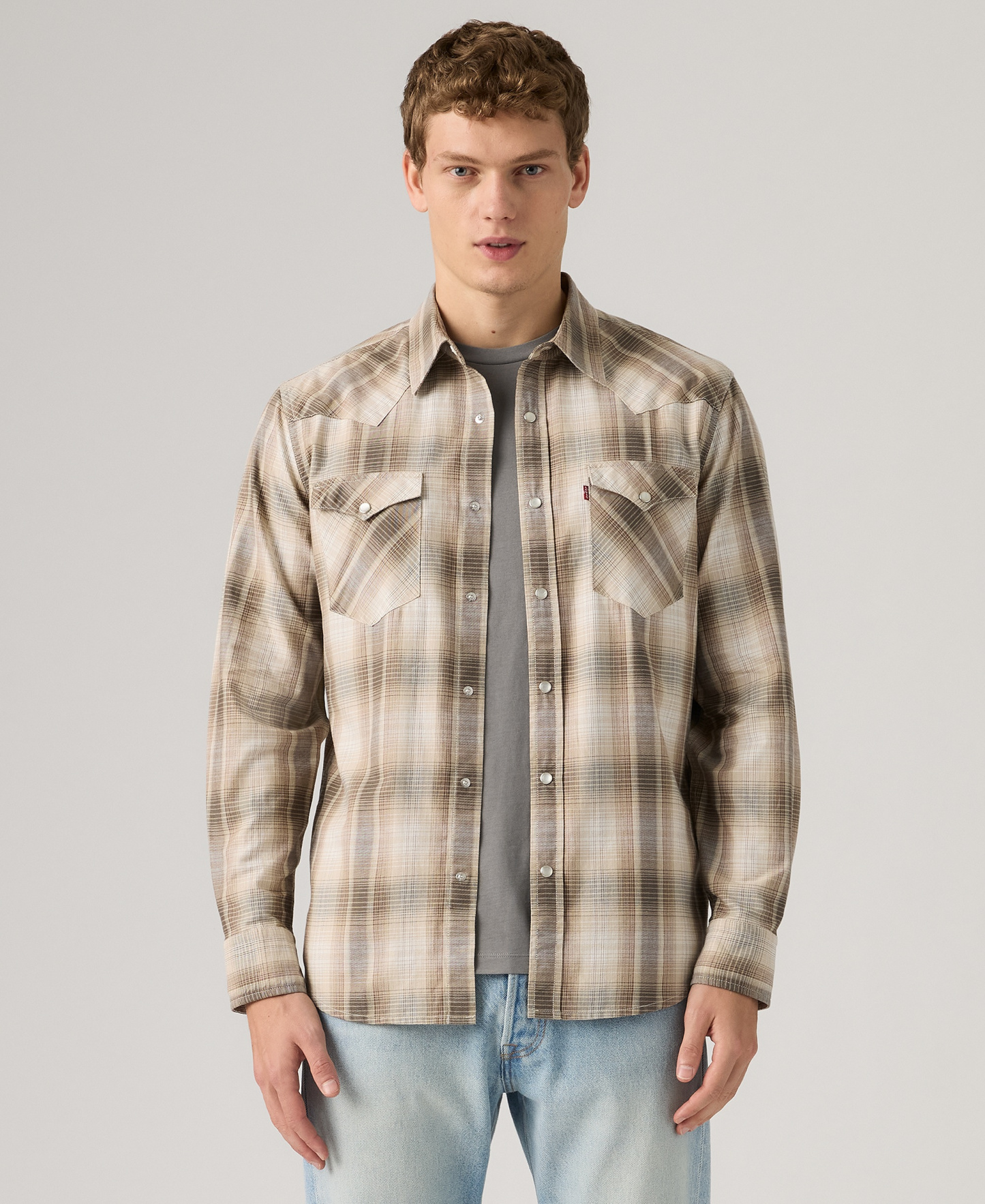 Levi's Men's Classic-Fit Western Shirt - Beige plaid