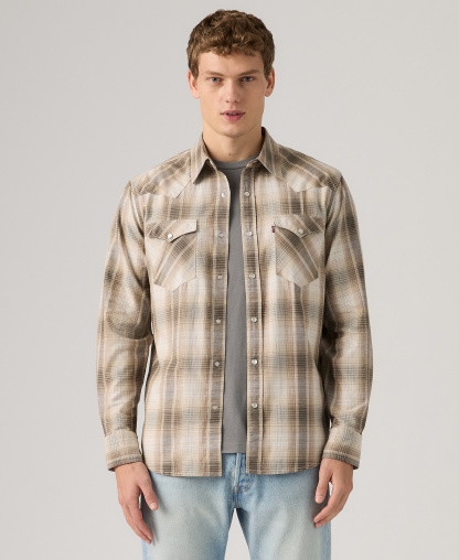Levi's Men's Classic-Fit Western Shirt - Beige plaid