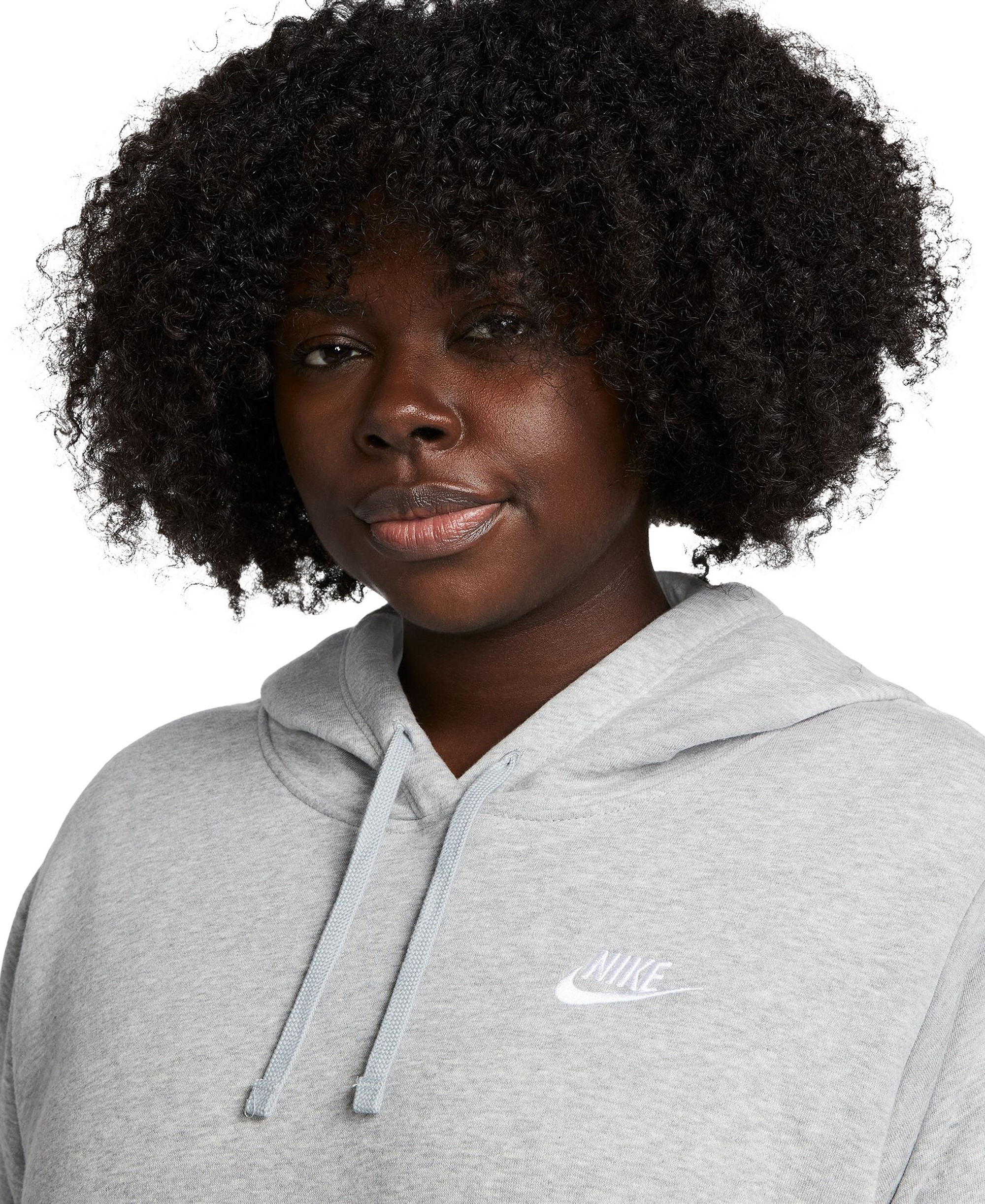 Nike Women's Sportswear Club Fleece Pullover Hoodie - Dark Grey Heather/white