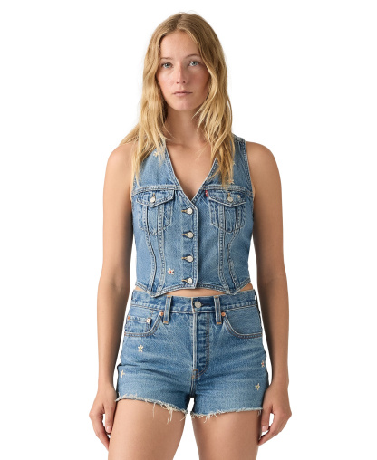 Levi's Women's Embroidered Mainline V-Neck Cotton Racer Vest - Bee In The Bonnet Vest