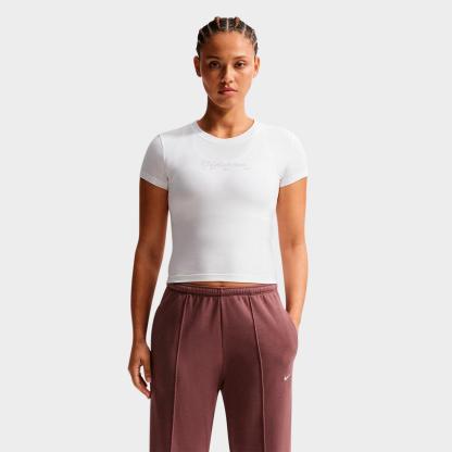 Women's Nike Sportswear Chill Knit Goddess Slim Cropped T-Shirt - White