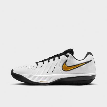 Men's Nithtke G.T. Cut Academy 2 Basketball Shoes - White/Black/Metallic Gold - Left shoe facing left. Outside of the shoe.