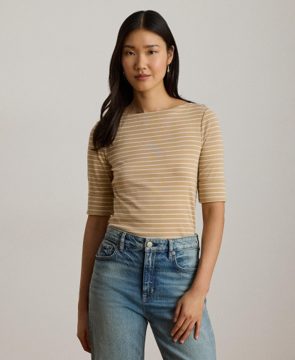 Lauren Ralph Lauren Women's Striped Boat Neck Top