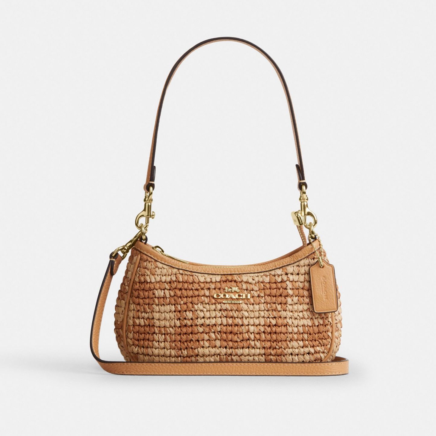 Teri Mini Crossbody Bag With Gingham Print - Gold/Tan
