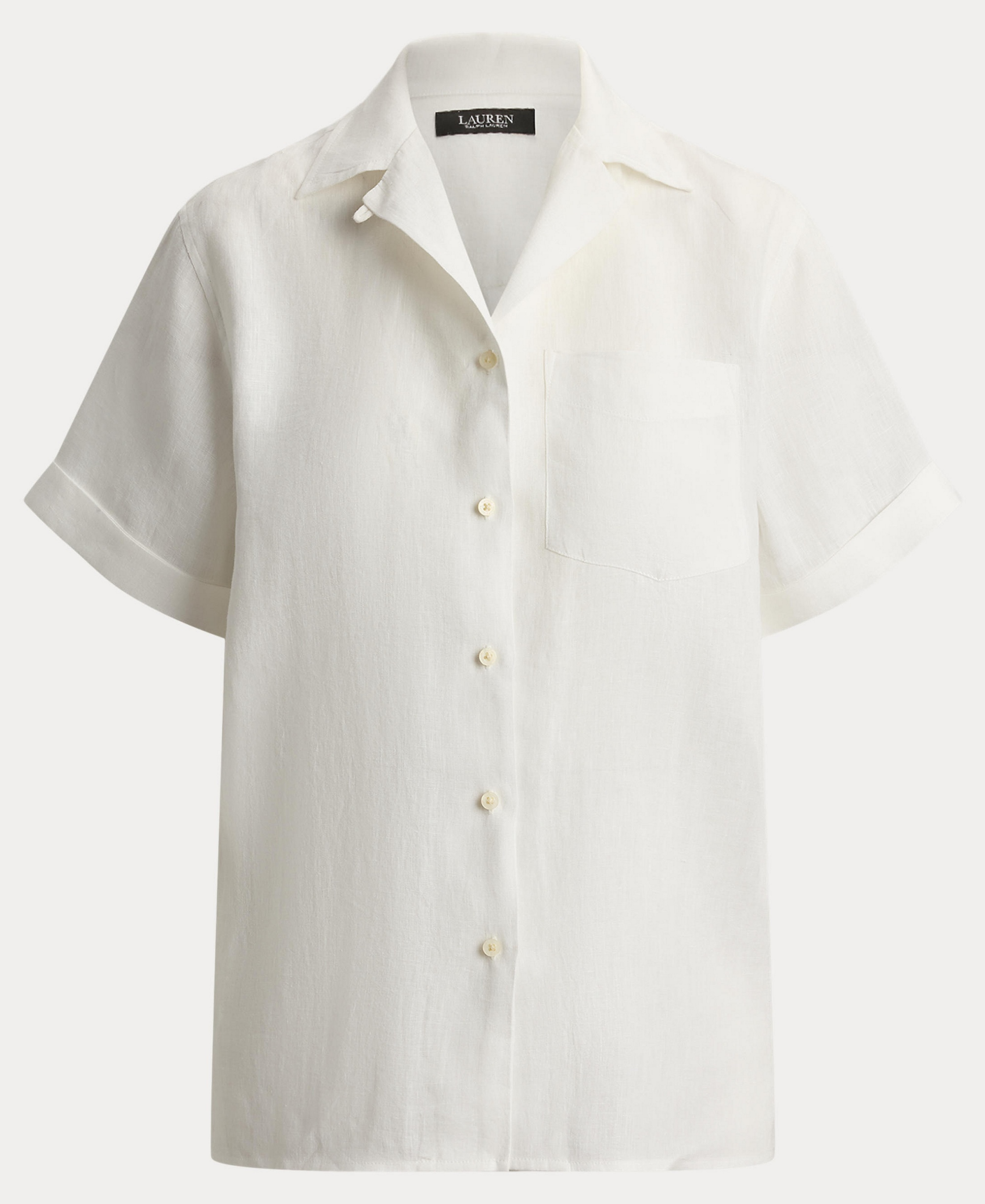 Lauren Ralph Lauren Women's Linen Short-Sleeve Camp Shirt - White