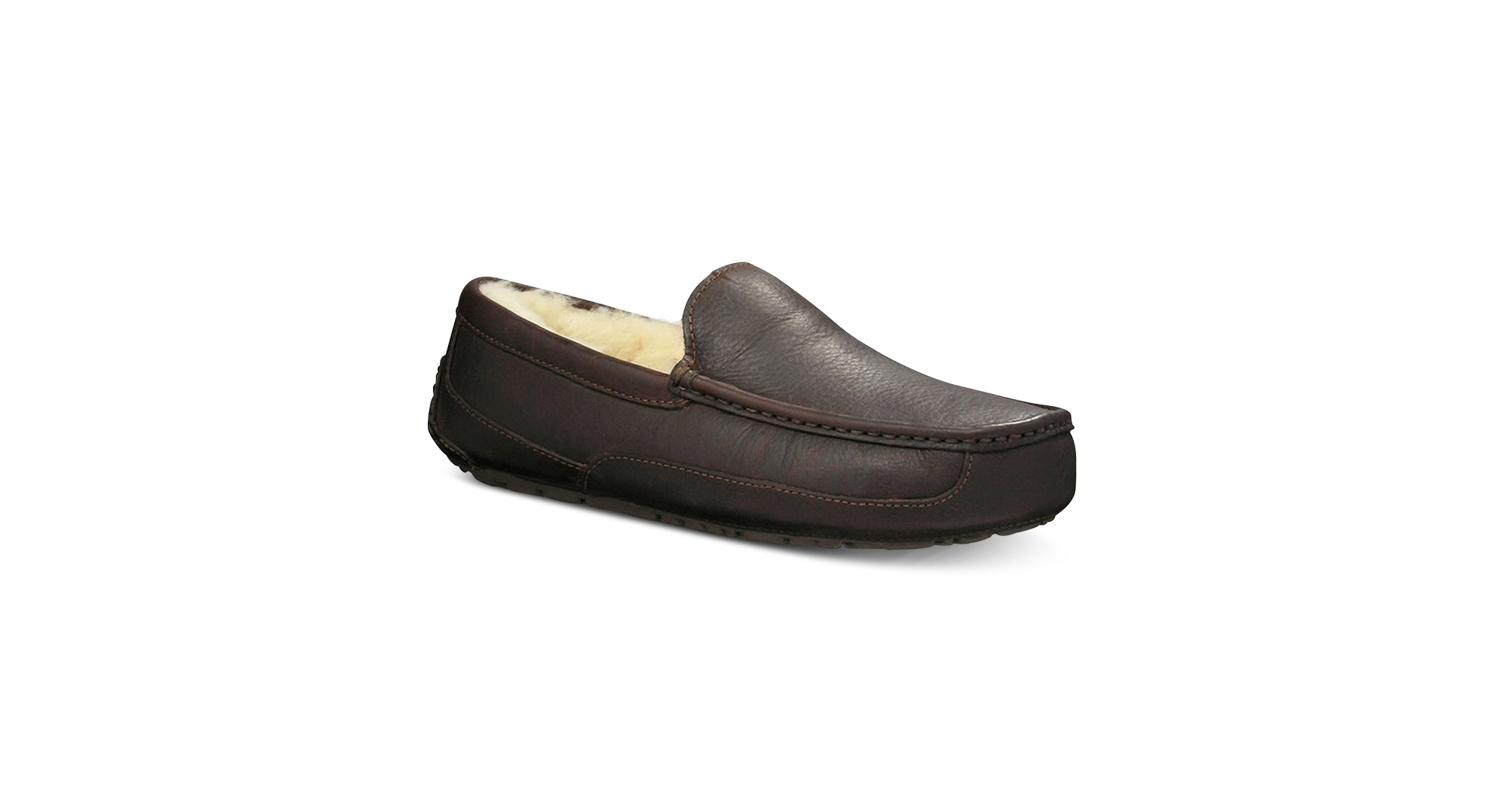 UGG® Men's Ascot Leather Moccasin Slippers - Dark Spice