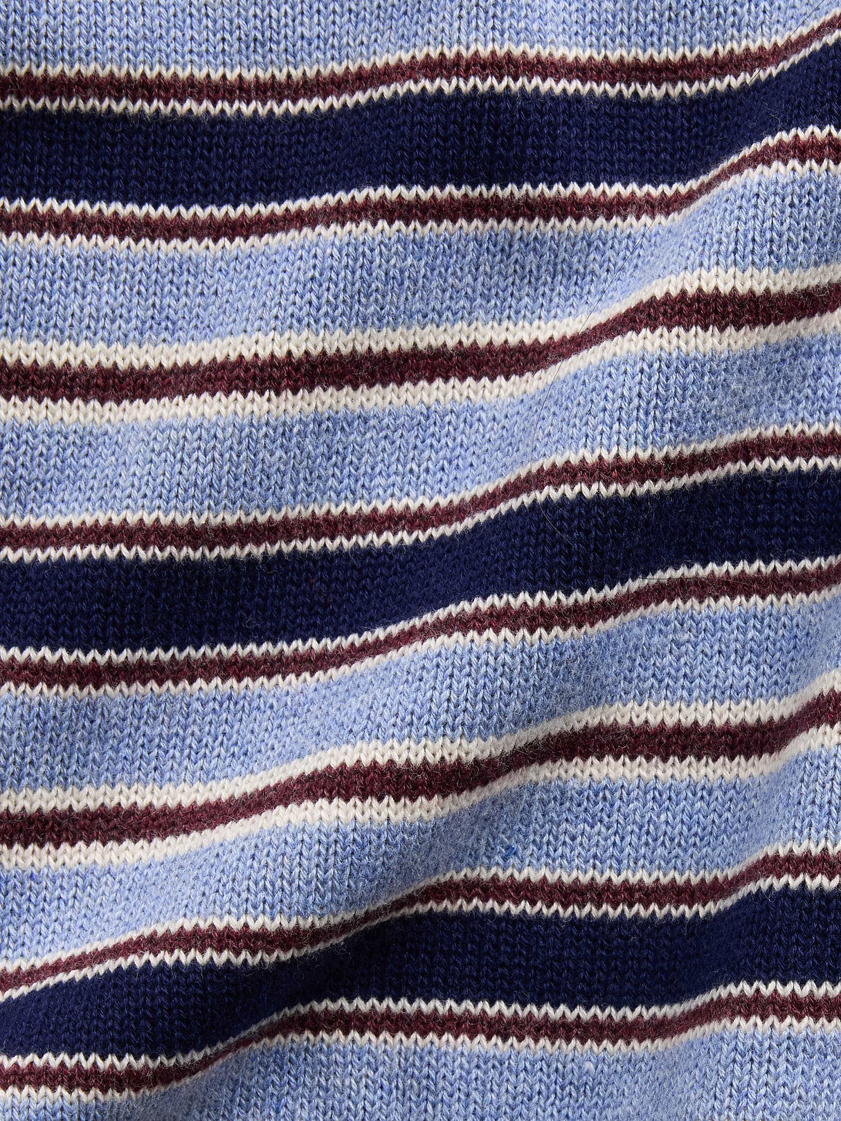 100% Cotton Relaxed Polo Sweater - Blue stripe