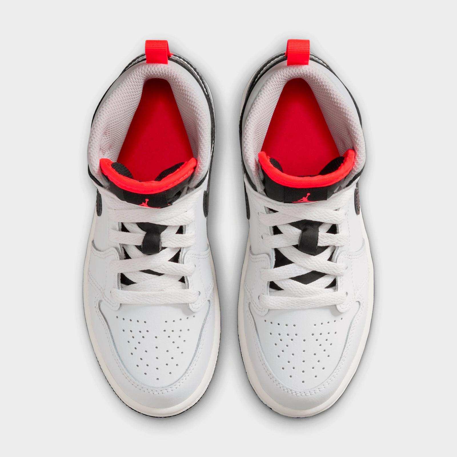 Little Kids' Air Jordan Retro 1 Mid Casual Shoes - Summit White/Infrared 23/Neutral Grey/Black - view 5